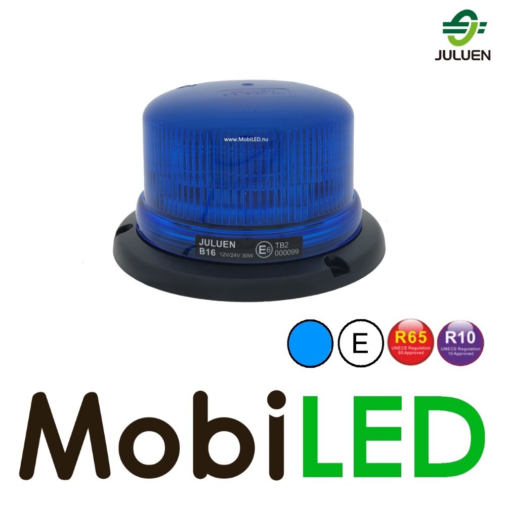 Juluen B16 Zwaailamp / Flitslamp blauw 14 patronen vaste montage 10-30 VDC R65 klasse 2
