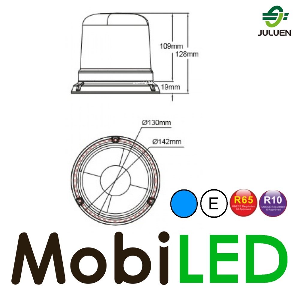 Juluen Juluen B14 Rotating beacon / flash lamp Blue 14 patterns magnet 10-30 VDC R65