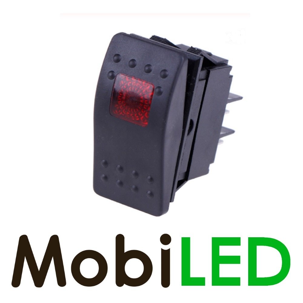 Rocker switch LED red 12 volts