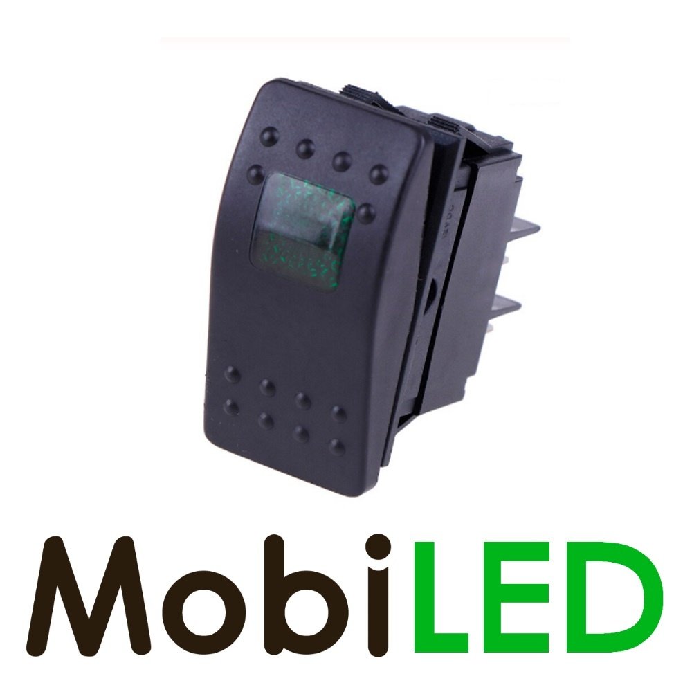 Rocker switch LED green 12 volts