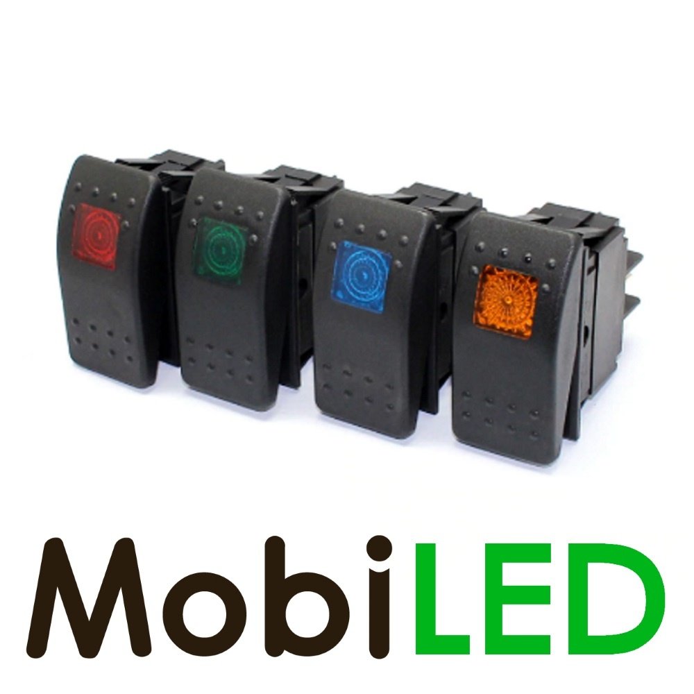 Rocker schakelaar led amber 12 volt