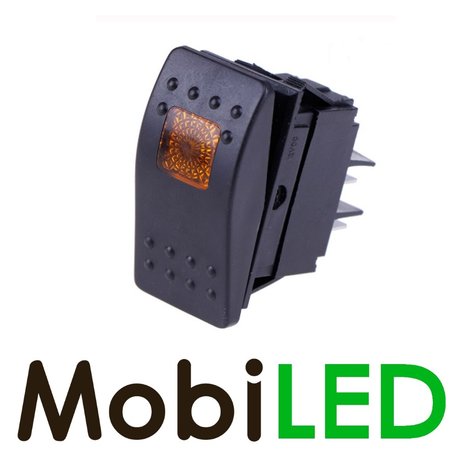 Rocker schakelaar led amber 12 volt