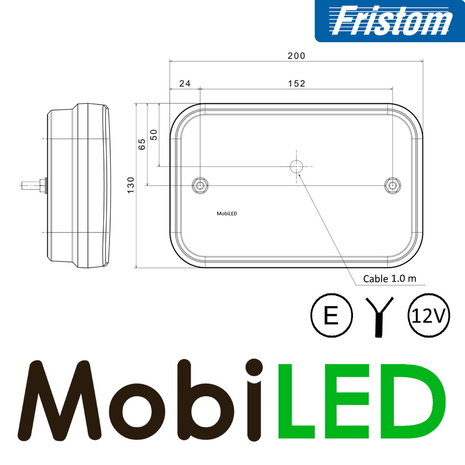 Fristom Fristom Set FT-270 12V Rear lights 5 functions + license plate light Cable E-Mark