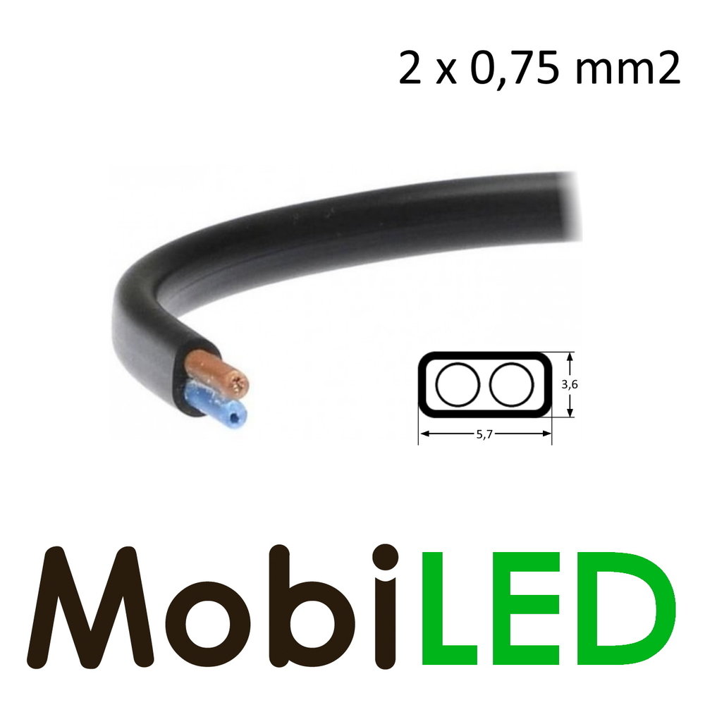 Connection wire flat 2 core 2x 0.75mm²