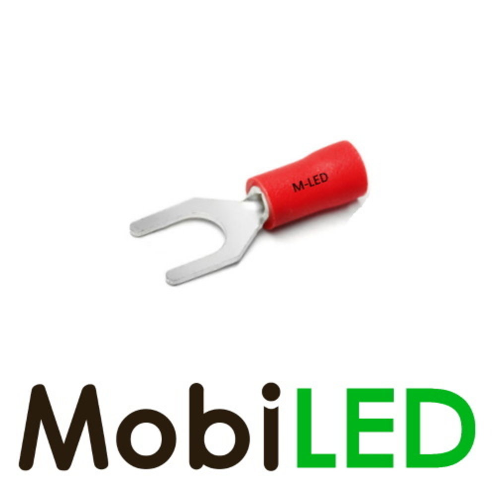 100x M-LED PVC Kabelschoen vork half geïsoleerd 0,5-1,5mm² (4,3 mm) rood