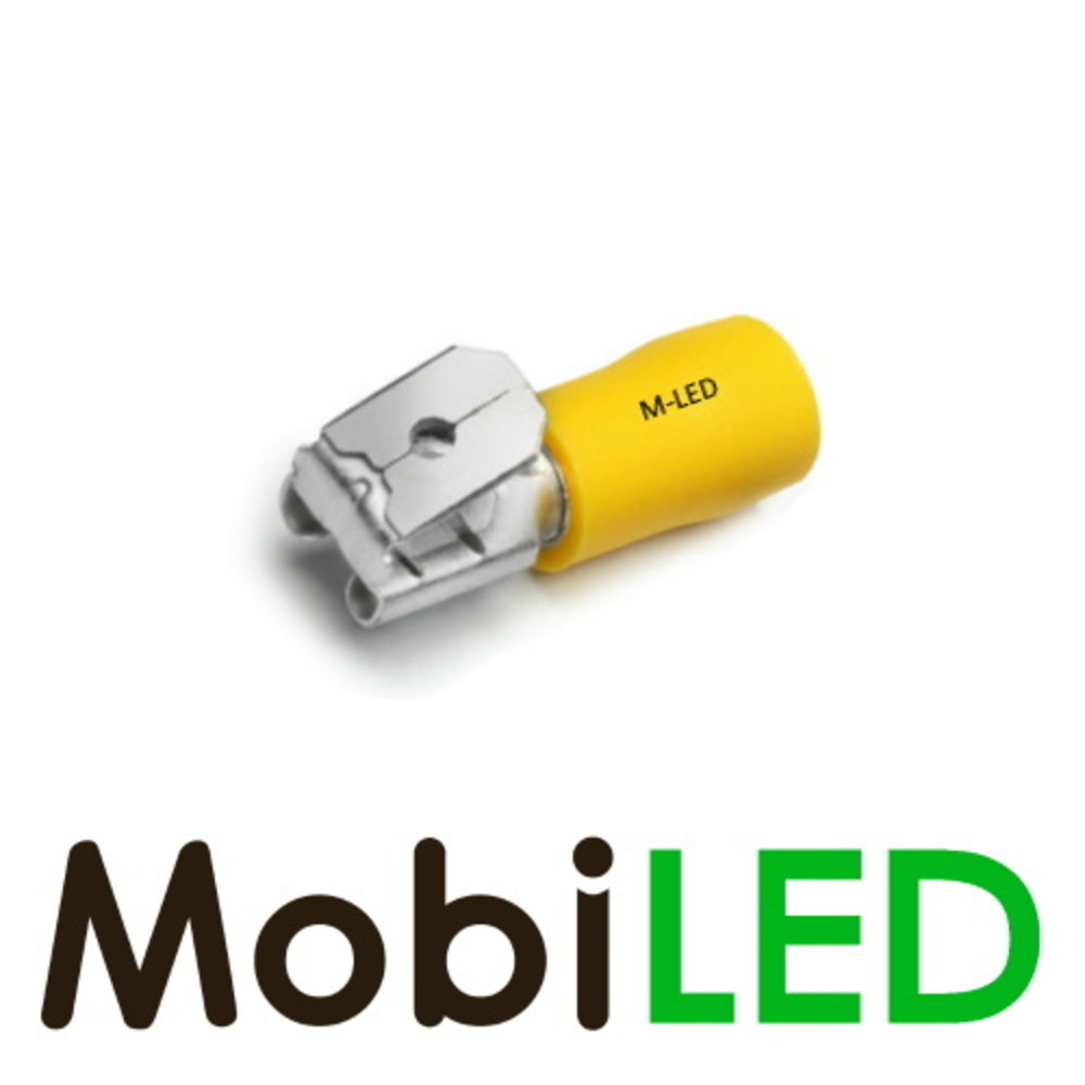 100x M-LED PVC Kabelschoen piggybacks half geïsoleerd 4-6 mm² (6,3x0,8 mm) geel