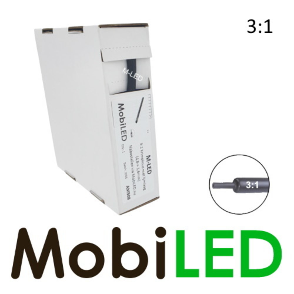 5 meter Premium 3:1 ratio Krimpkous met lijmlaag (4,8 → 1,6 mm)