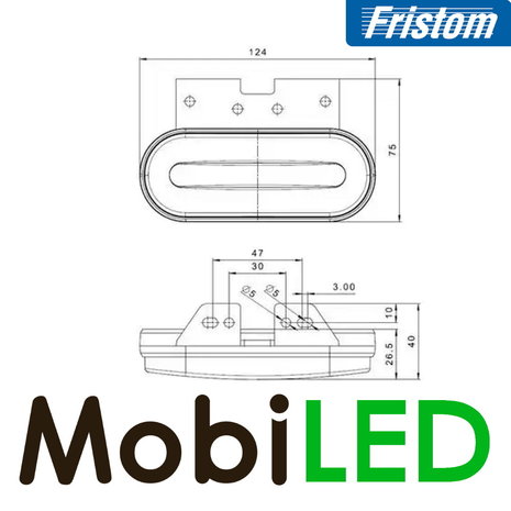 Fristom Fristom ADR side marking rounded corners white