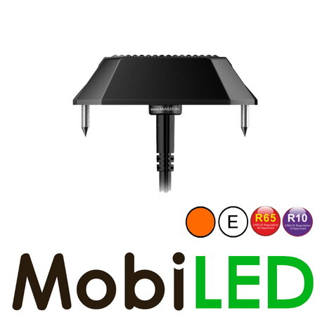 Flash compact carré ambre 12-24 volts E-marque