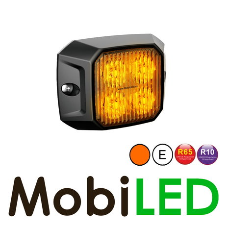 Flitser compact vierkant amber 12-24 volt E-keur