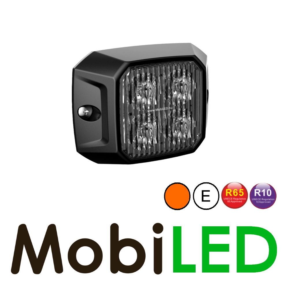 Flitser compact vierkant amber 12-24 volt E-keur