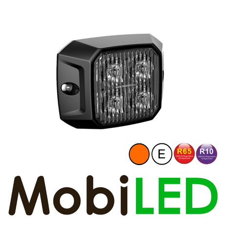 Flash compact carré ambre 12-24 volts E-marque