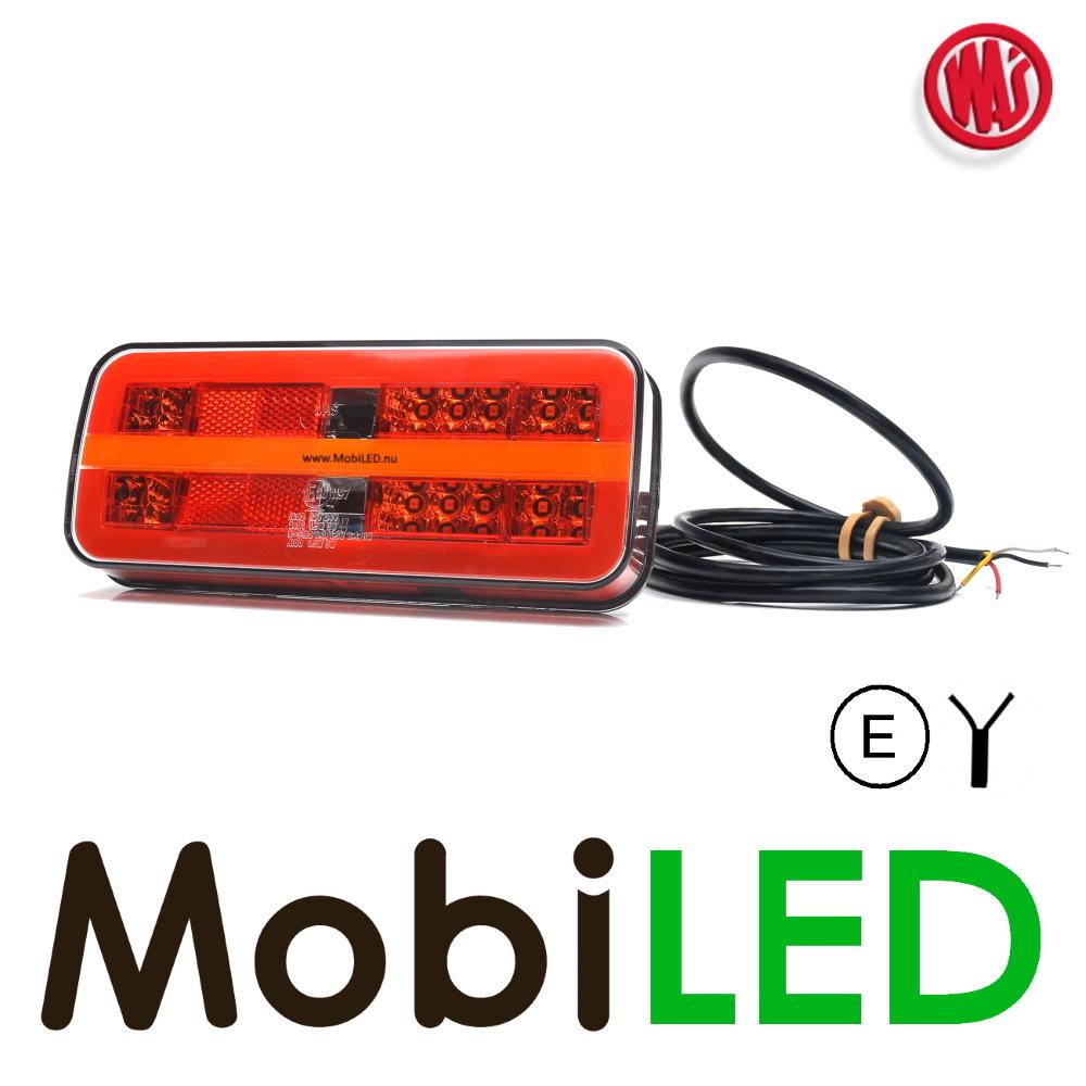 WAS WAS NEON look rear light E-mark 3 functions with number plate 12-24 volts
