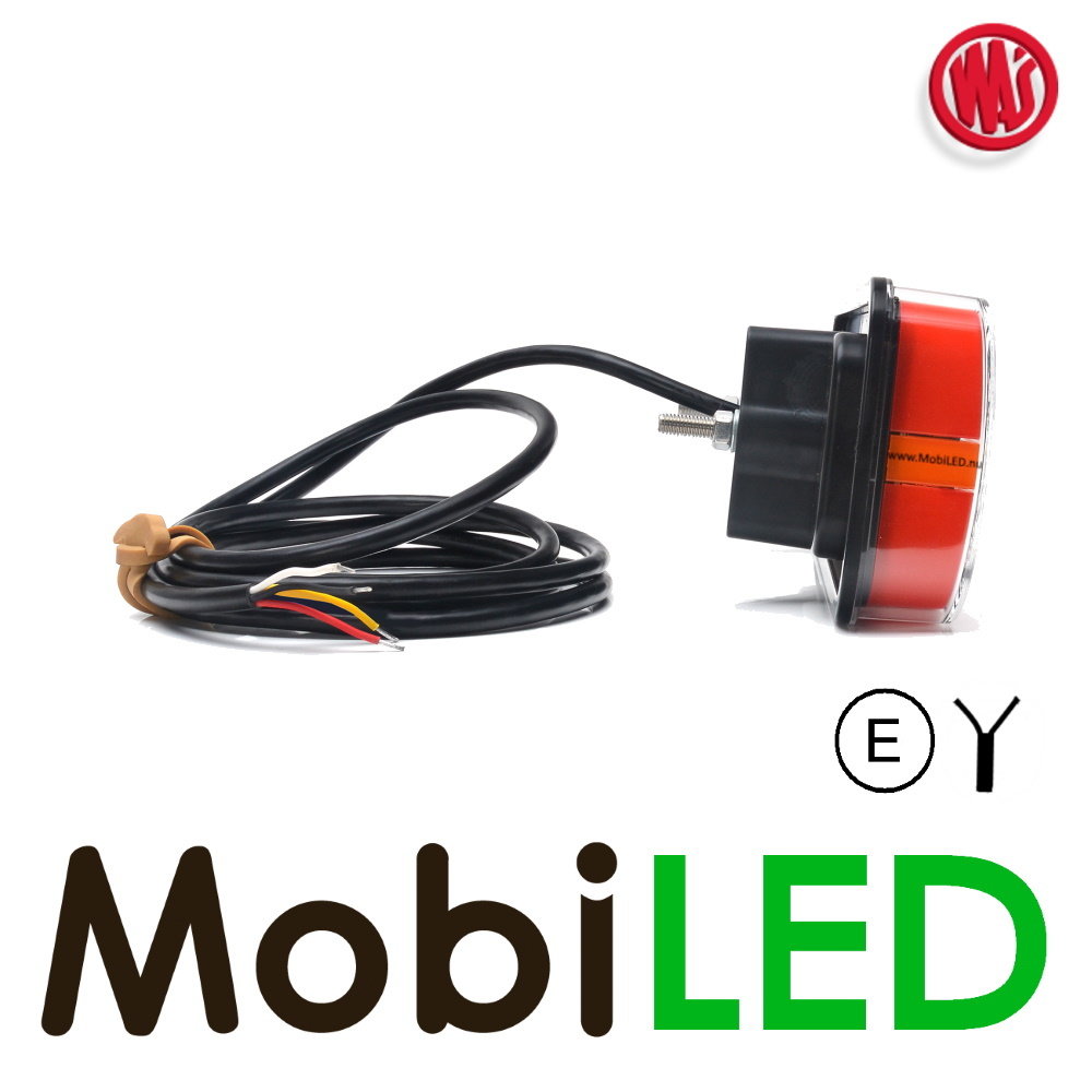 WAS WAS NEON look rear light E-mark 3 functions with number plate 12-24 volts