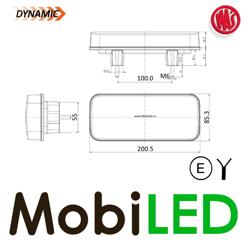 WAS WAS NÉON look dynamique feu arrière E-marque 3 fonctions 12/24 volts