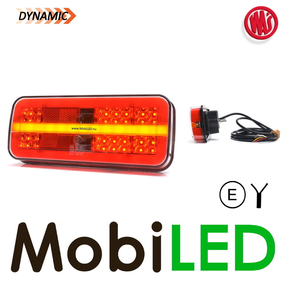 WAS WAS NEON look dynamic rear light E-mark 3 functions with number plate 12/24 volts