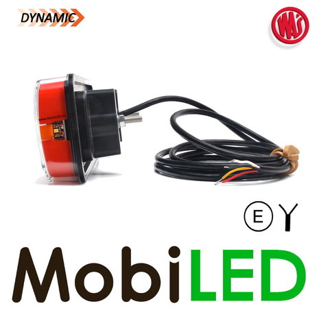WAS WAS NEON look dynamic rear light E-mark 3 functions with number plate 12/24 volts