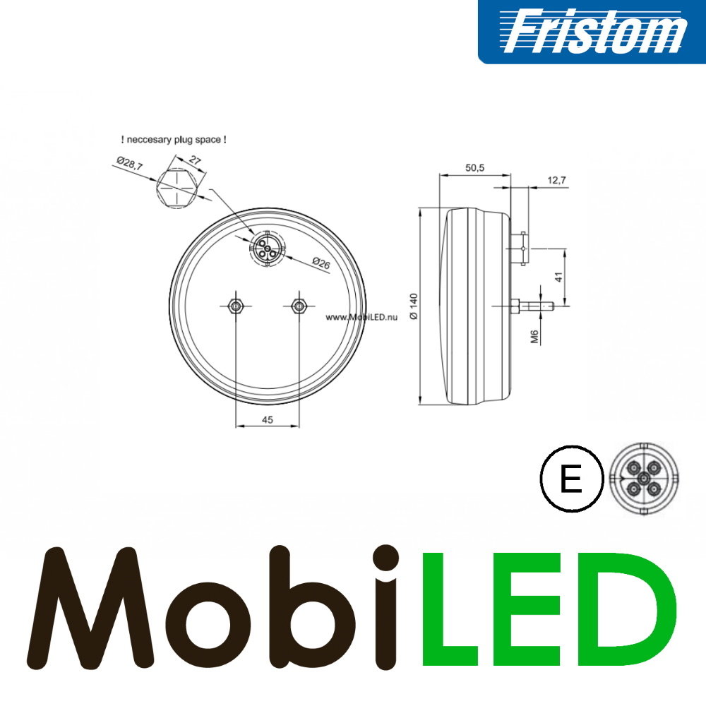 Fristom FT-111 Neon look rond achterlicht en mistlicht bajonet