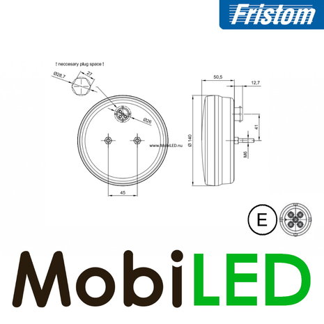 Fristom FT-111 Neon look round rear light and fog light bajonet