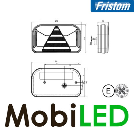 Fristom Fristom Achterlicht 4 functies (achteruit) + kenteken rechts bajonet E-keur