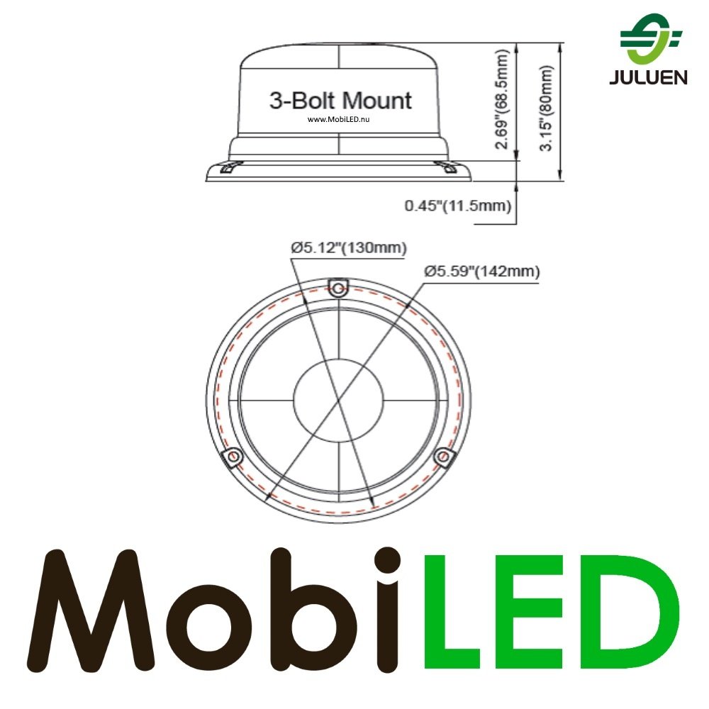 Juluen Juluen B16 Rotating beacon/flasher1 pattern fixed mounting Amber 10-30 V E-mark