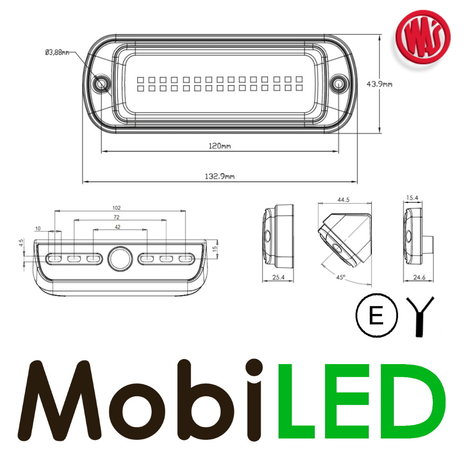 WAS WAS Worklight angled mount elongated E-mark