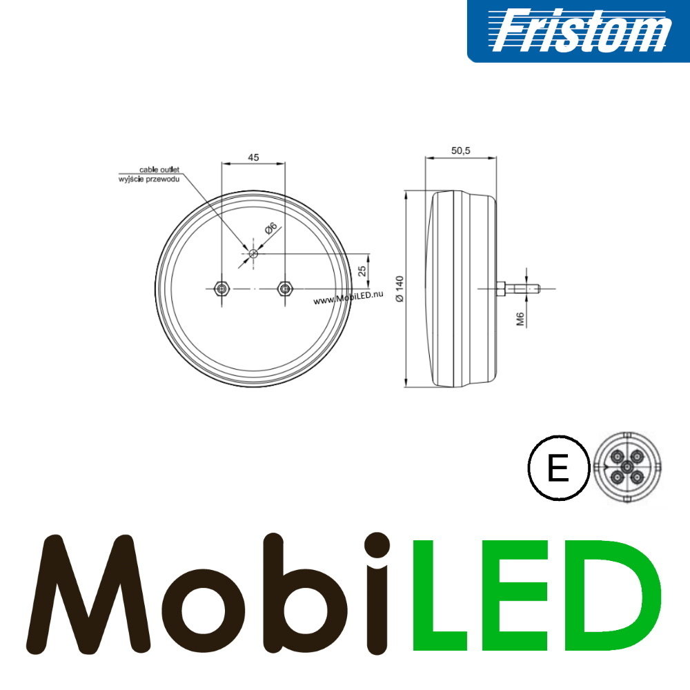 Fristom Neon look Rond achterlicht 3 functies bajonet