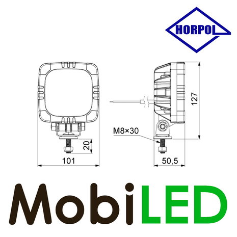 HORPOL Werklamp compact 15 leds IP68 HORPOL Werklamp compact 15 leds IP68