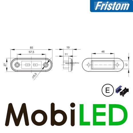 Fristom Markering Slim line 2 leds Rood E-keur