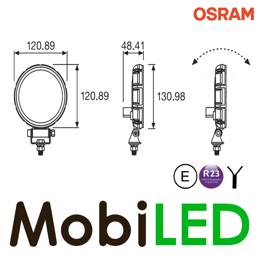 OSRAM VX120R-WD Lampe de travail/feu de recul 15W ronde E-marque