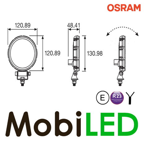 OSRAM VX120R-WD Lampe de travail/feu de recul 15W ronde E-marque