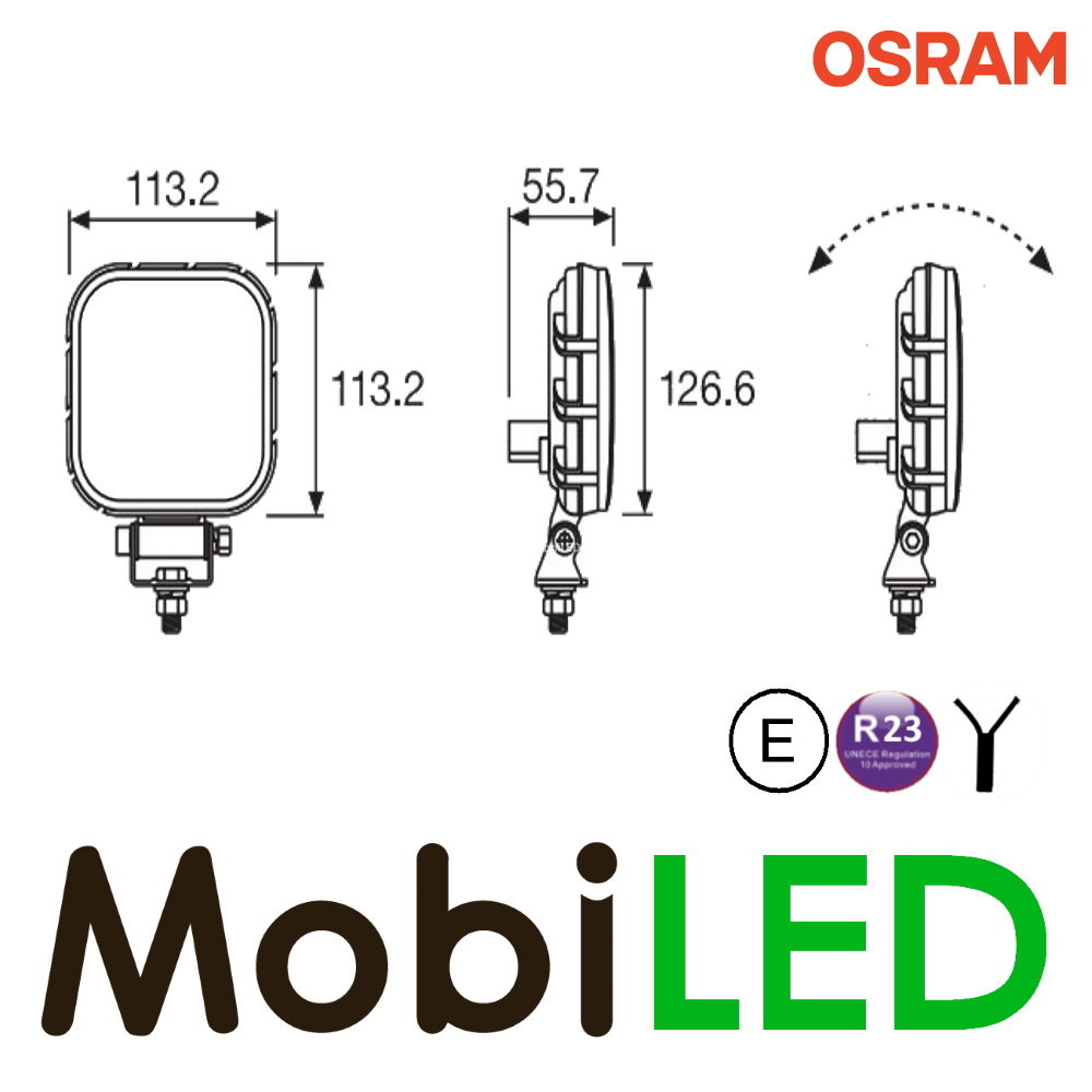 OSRAM VX120S-WD Work light/reversing light 15W square E-mark OSRAM VX120S-WD Work light/reversing light 15W square E-mark