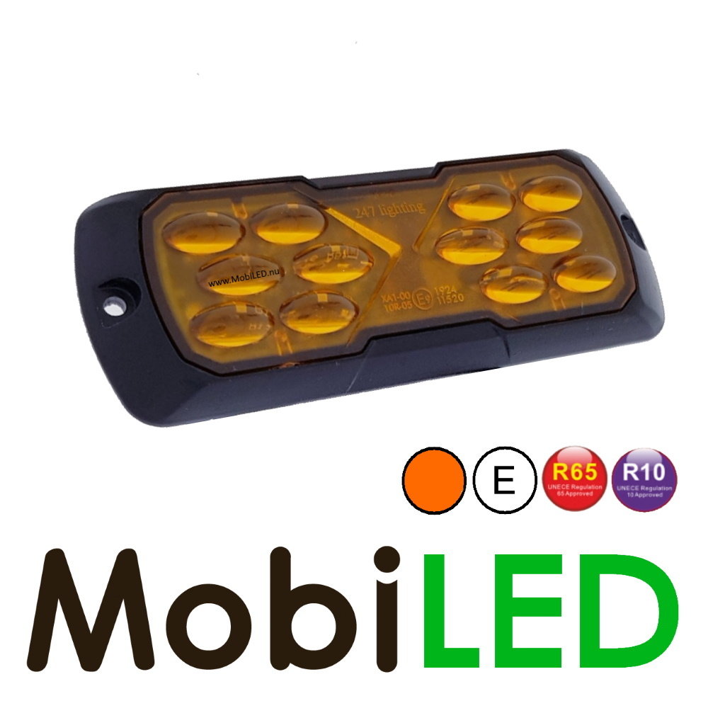 Triple Flitser amber 12 leds compact 12-24 volt E-keur Triple Flitser amber 12 leds compact 12-24 volt E-keur