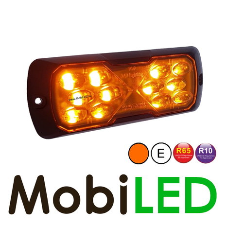 Triple Flitser amber 12 leds compact 12-24 volt E-keur Triple Flitser amber 12 leds compact 12-24 volt E-keur