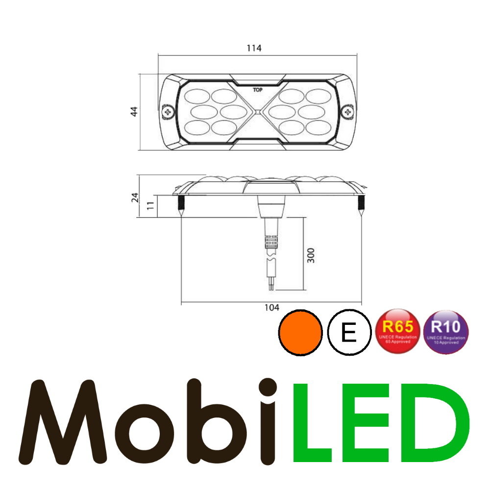 Triple Flitser amber 12 leds compact 12-24 volt E-keur Triple Flitser amber 12 leds compact 12-24 volt E-keur