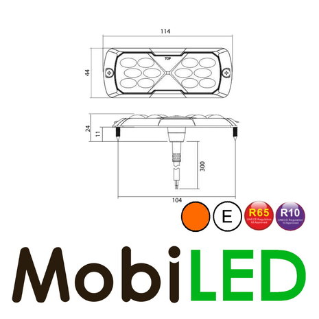 Triple Flitser amber 12 leds compact 12-24 volt E-keur Triple Flitser amber 12 leds compact 12-24 volt E-keur