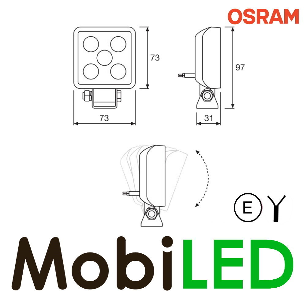 OSRAM VX70-WD Lampe de travail 8W set carrée E-marque OSRAM VX70-WD Lampe de travail 8W set carrée E-marque