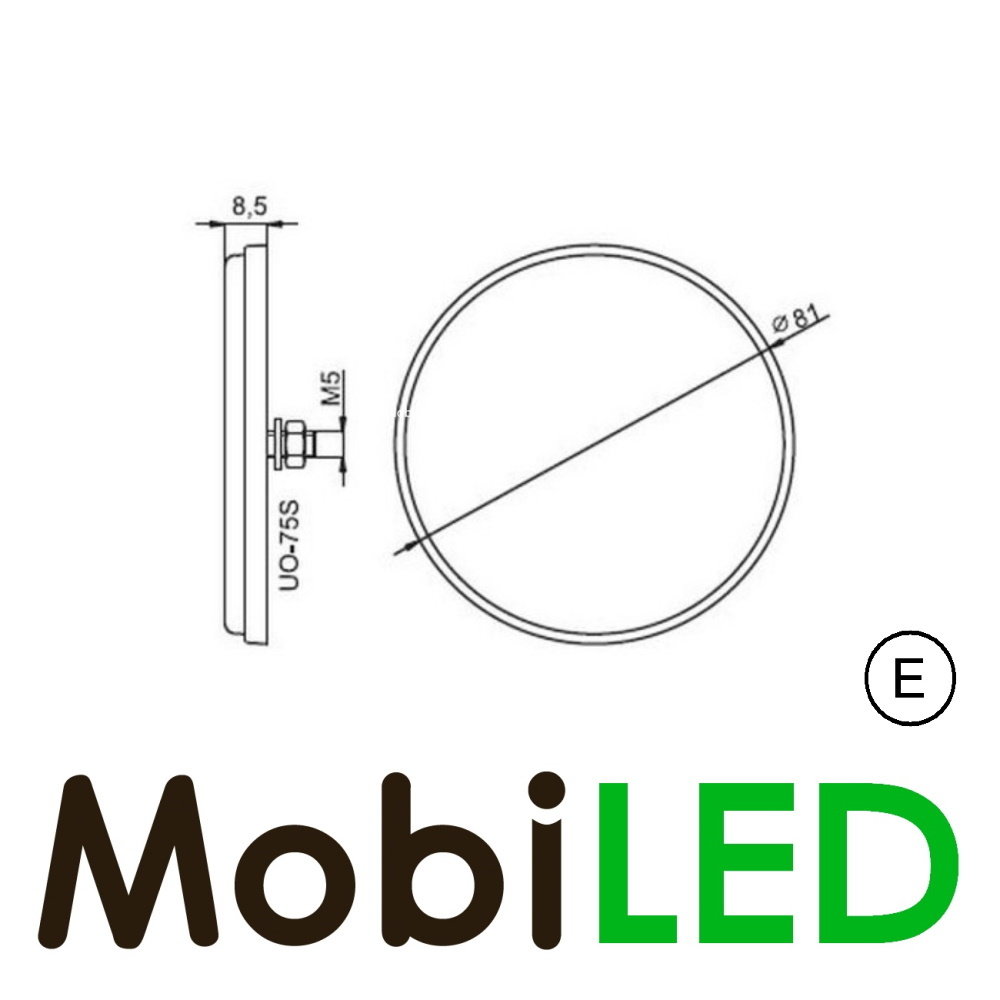 Reflector 8cm round Red E-mark blind mounting