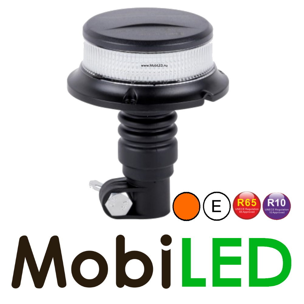 Flitslamp amber met witte lens UFO 27 W opsteek DIN flex