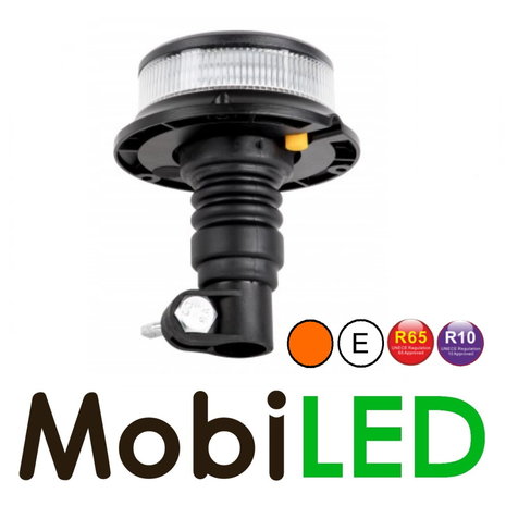 Flitslamp amber met witte lens UFO 27 W opsteek DIN flex