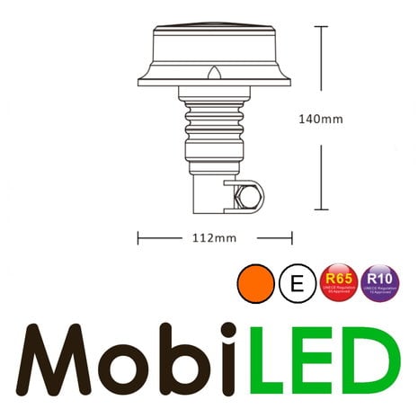 Flitslamp UFO 27 watt opsteek DIN flex Amber E-keur Flitslamp UFO 27 watt opsteek DIN flex Amber E-keur