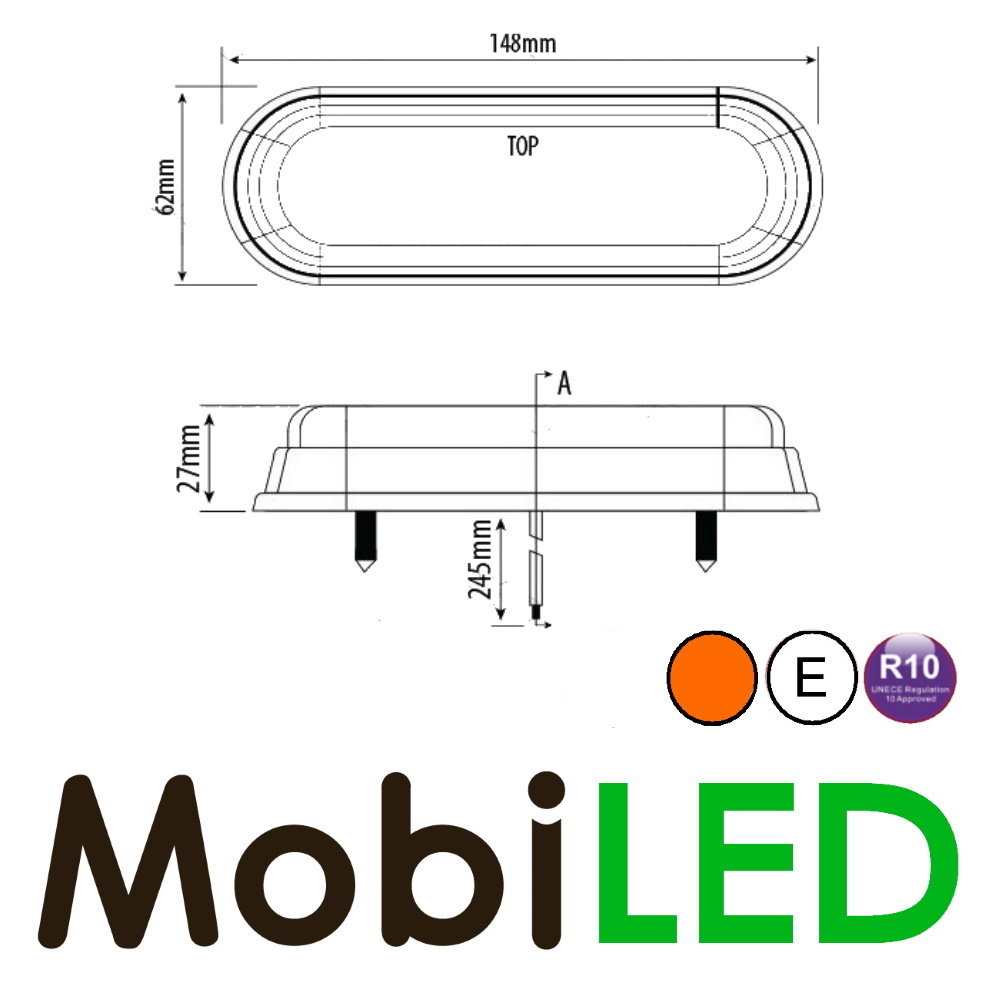 Flitser compact 12 leds amber E-keur