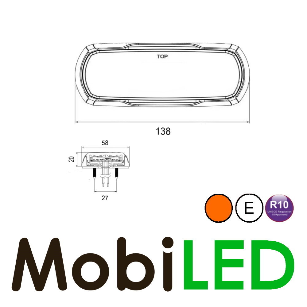 Clignotant compact 12 LED ambre