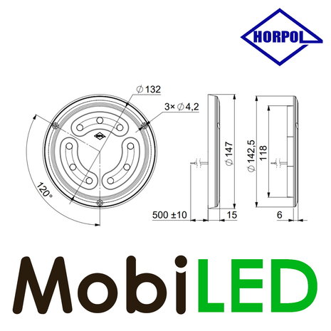HORPOL Interior lighting round without switch 12-24 volts