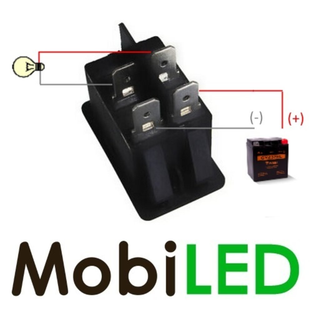 Wipschakelaar led rood 35 ampère 12 volt