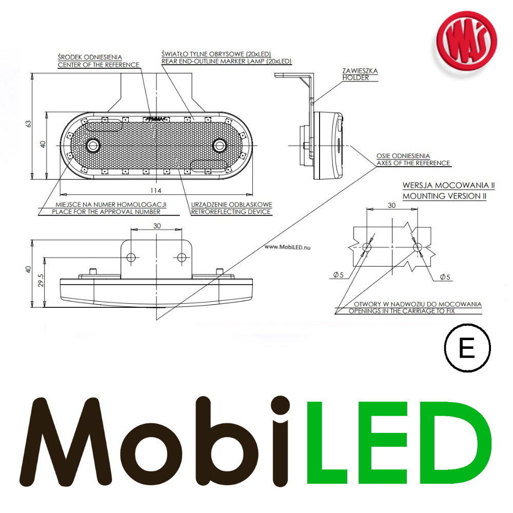 WAS Rode markering ovaal E-keur