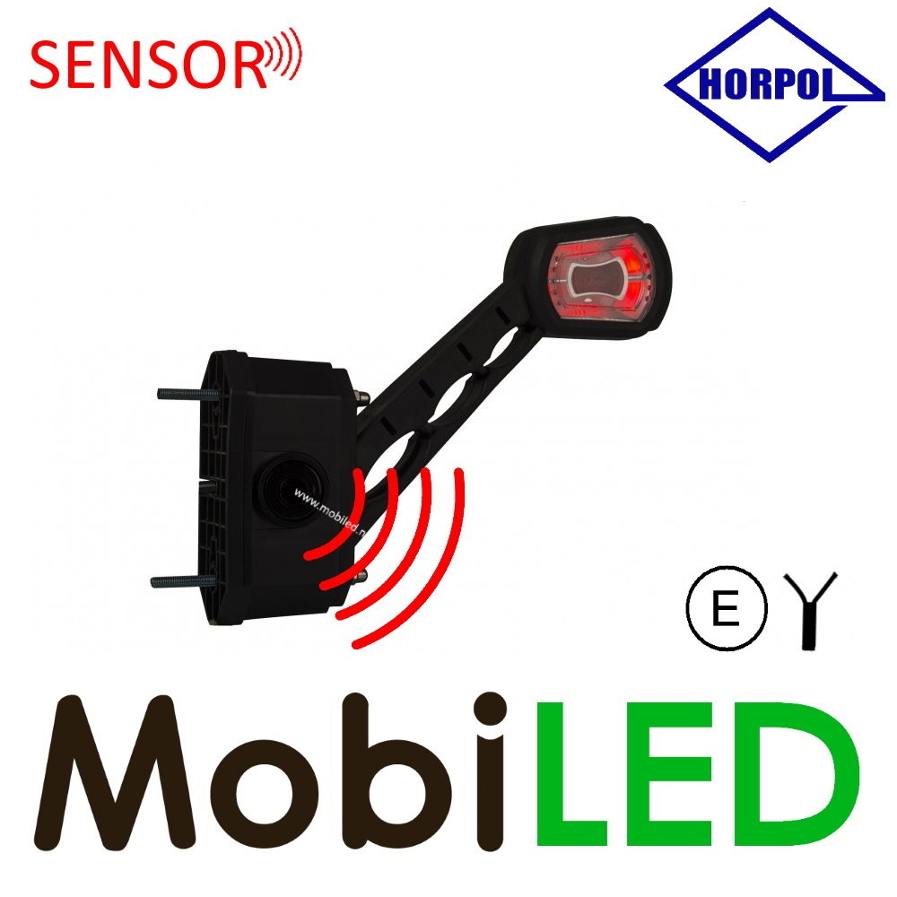 HORPOL Pendellamp schuin model Rechts rood /amber/ wit met sensor 12/24 volt E-keur