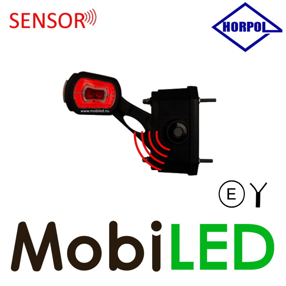 HORPOL Pendellamp schuin model Links rood/amber/wit 12/24 volt E-keur klein met sensor HORPOL Pendellamp schuin model Links rood/amber/wit 12/24 volt E-keur klein met sensor