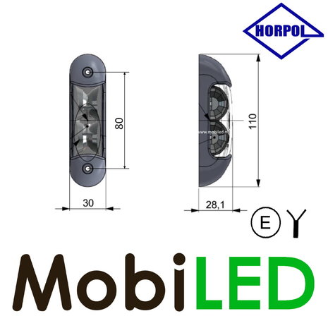 HORPOL Side marking / contour lighting Red+White+Amber surface-mounting 12-24 volts