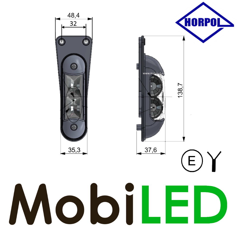 HORPOL Marquage latéral / éclairage contour blanc/rouge suspendu 12-24 volts HORPOL Marquage latéral / éclairage contour blanc/rouge suspendu 12-24 volts
